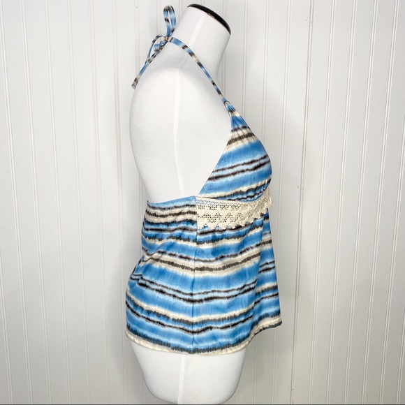 MAGIC BRA Tie Dye & Crochet Swimsuit Halter Top L - Picture 4 of 11